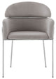 Portia Gray Velvet and Brushed Stainless Steel Dining Room Chairs, Set of 2