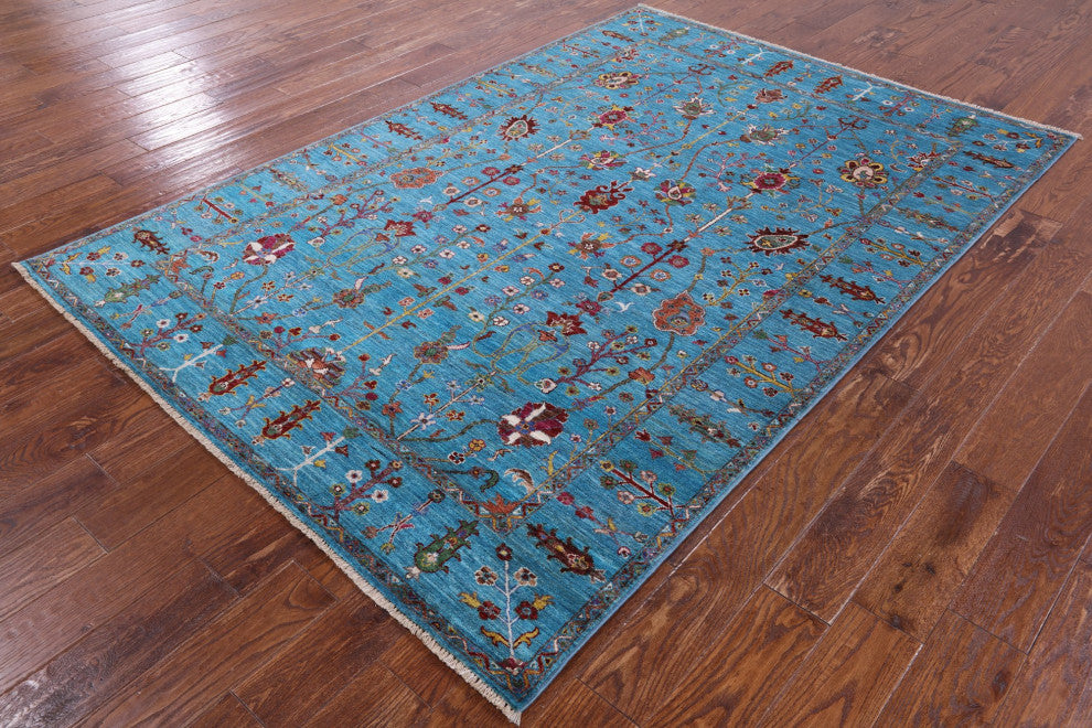 5' 7" X 8' 2" Persian Tabriz Hand Knotted Wool Rug Q8250