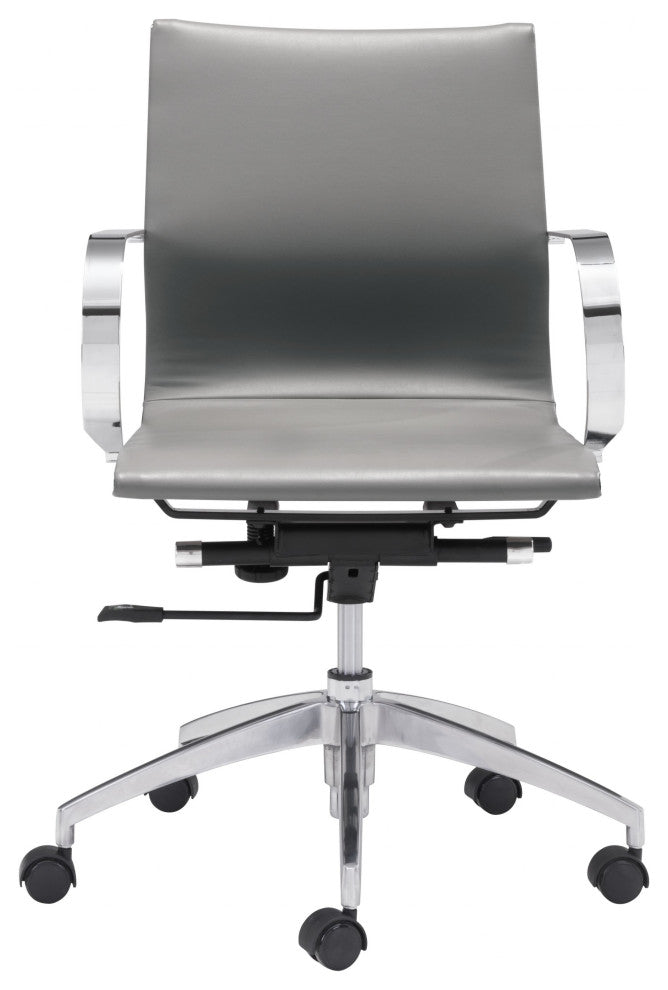 Gray Ergonomic Conference Room Low Back Rolling Office Chair
