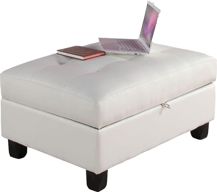 38" X 26" X 18" White Bonded Leather Match Ottoman With Storage