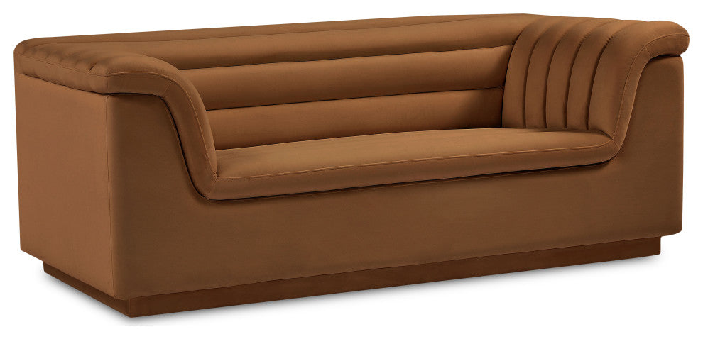 Cascade Upholstered Set, Saddle, Velvet, Loveseat