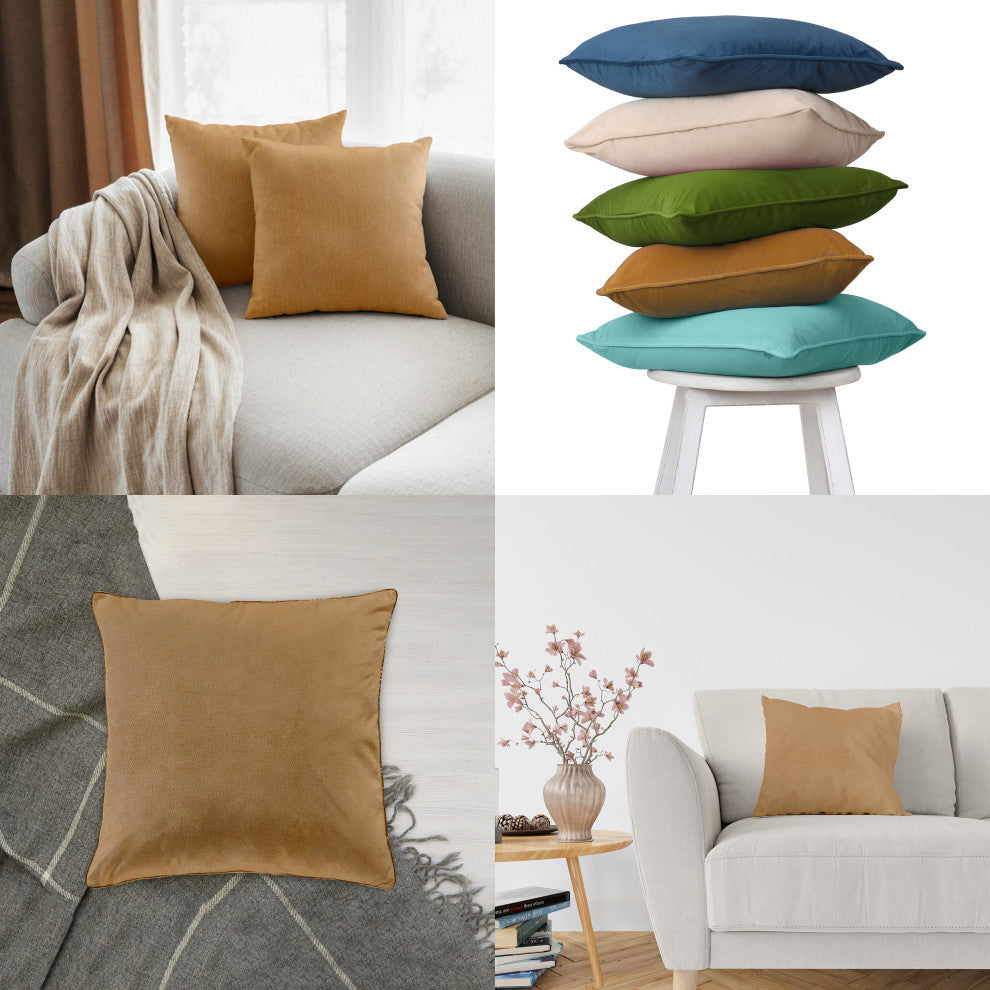 A1HC Soft Velvet Pillow Covers, YKK Zipper, Set of 2, Mocha, 20"x20"