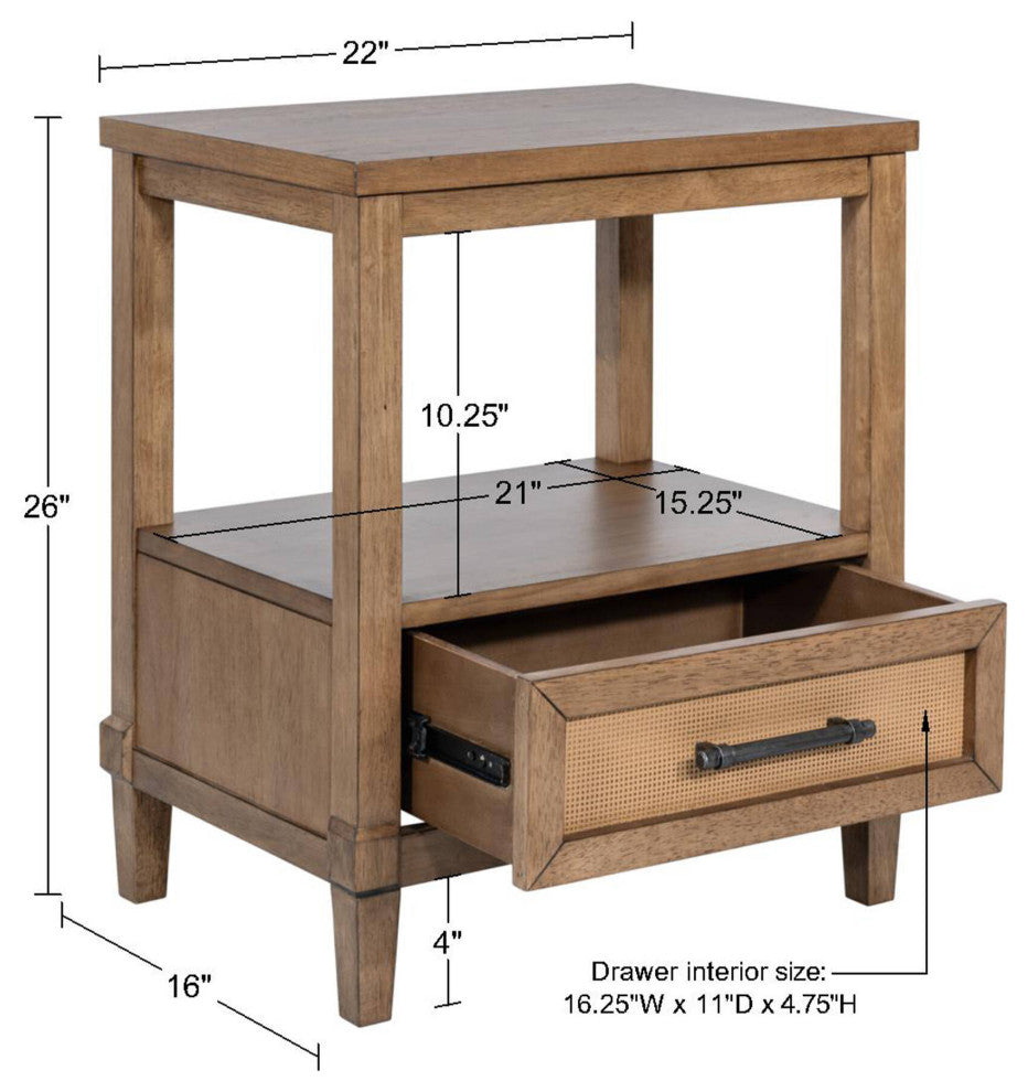 Martha Stewart Salina Accent Cabinet, Bed, Nightstand, Almond, Nightstand