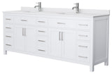 Beckett 84" White Double Vanity, White Cultured Marble Top