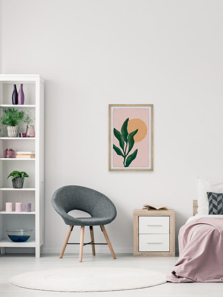 "Green Leaf Sunlight" Framed Painting Print, 8x12