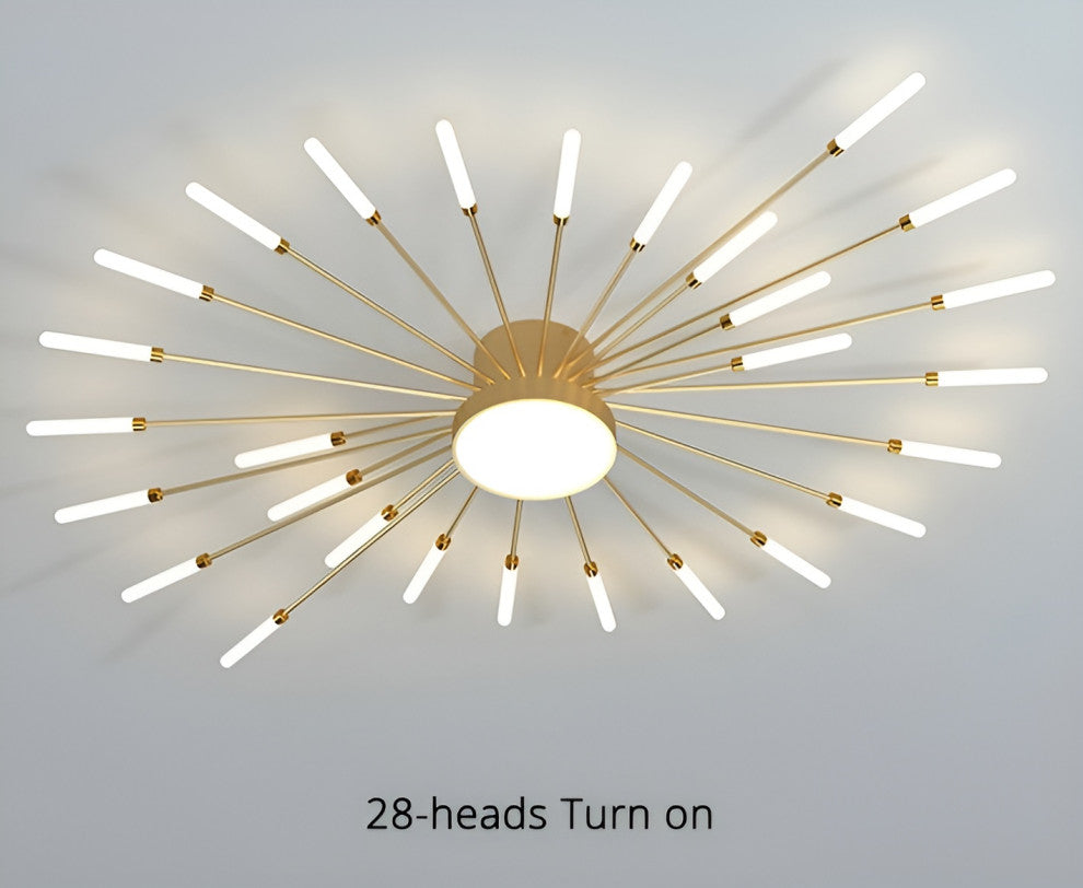 Yverdon-les-Bains | Creative Spiral LED Ceiling Light, Gold, 28 Heads