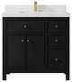 Sonoma 36 Center Sink Reeded Bath Vanity in Black 2" Empira White