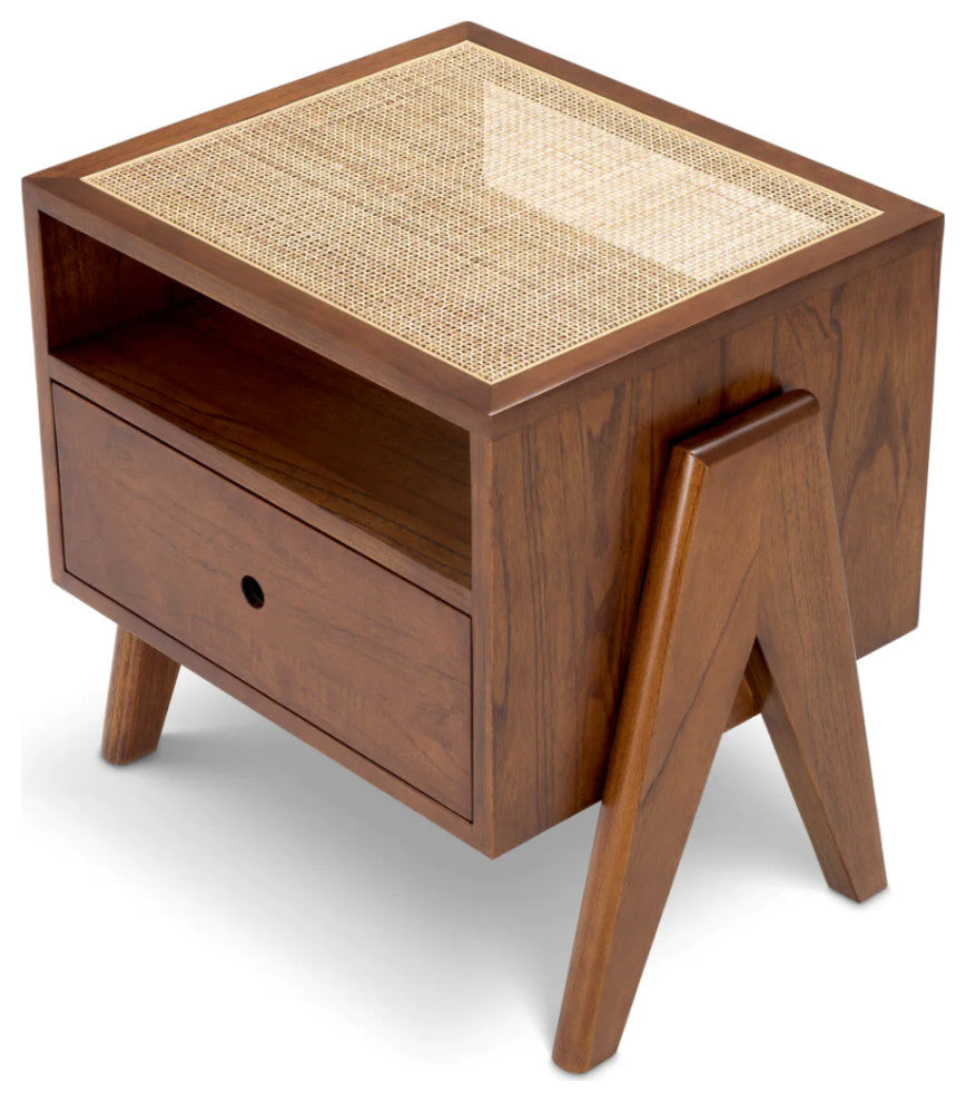Rattan V-Legged Bedside Table, Eichholtz Latour