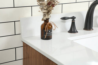 Home Living Modern Natural Oak-Light Bathroom Vanity, Walnut Brown, 30"