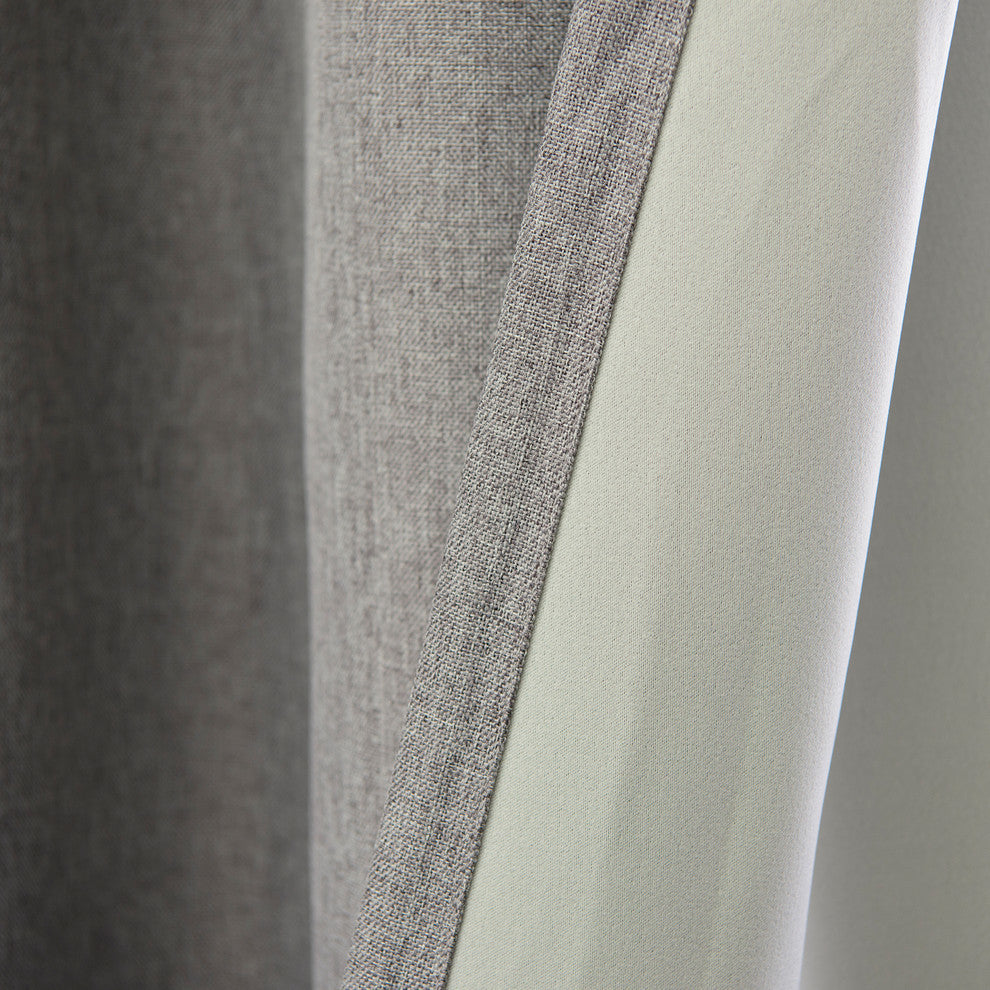 Faux Linen Blackout Curtain, Gray, 52"x63"