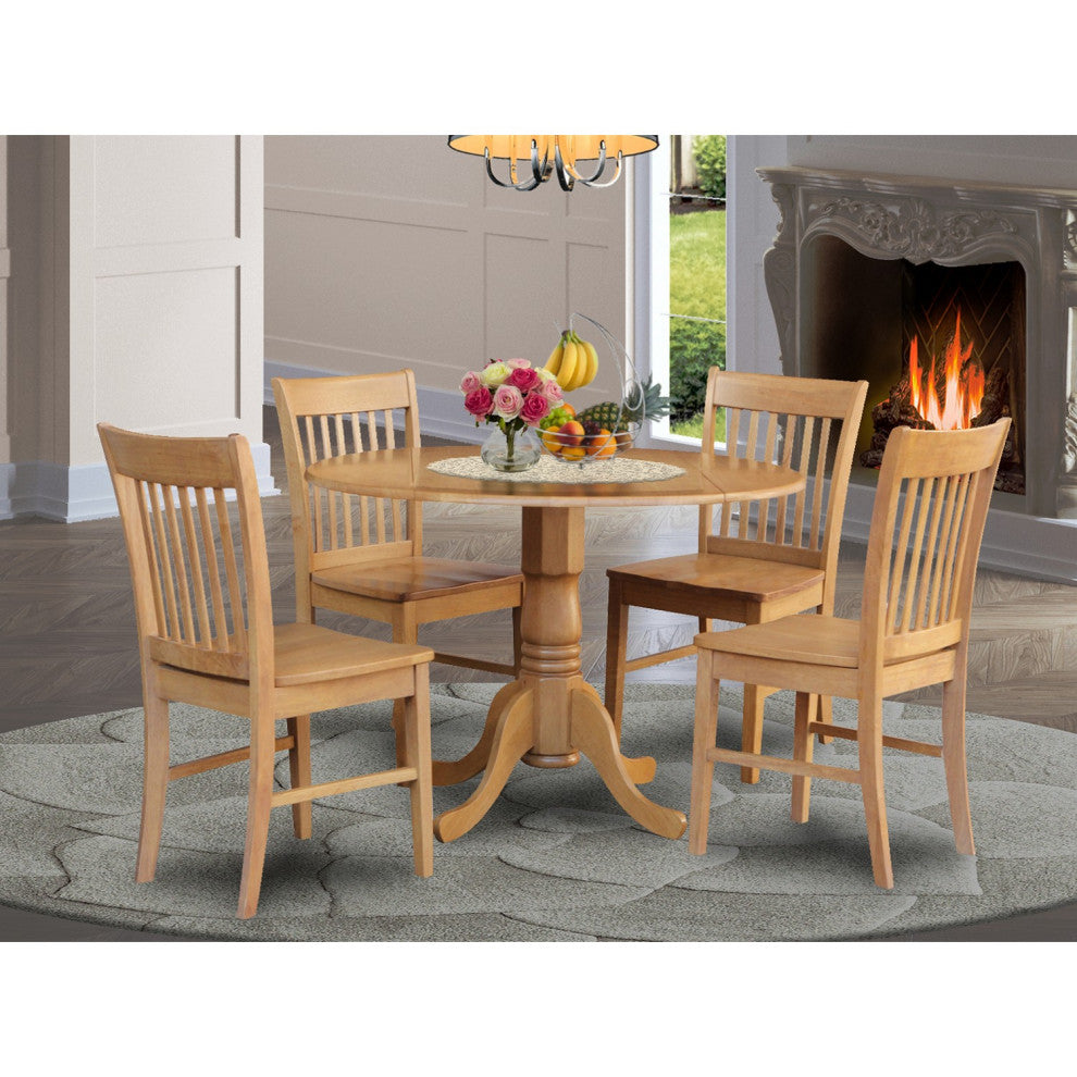 5 Pc Small Kitchen Table Set -Round Table And 4 Dining Chairs