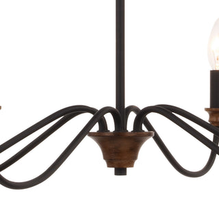 Annabelle 6-Light Farmhouse Chandelier Candelabra, Matte Black/Brushed Walnut