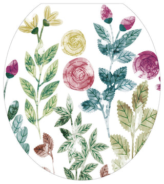 Boho Floral Toilet Tattoos Seat Cover, Vinyl Lid Decal, Bathroom Decor, Round