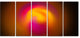 Yellow Pink Misty Sphere on Black, Abstract Canvas Art Print, 60"x28", 5 Panels