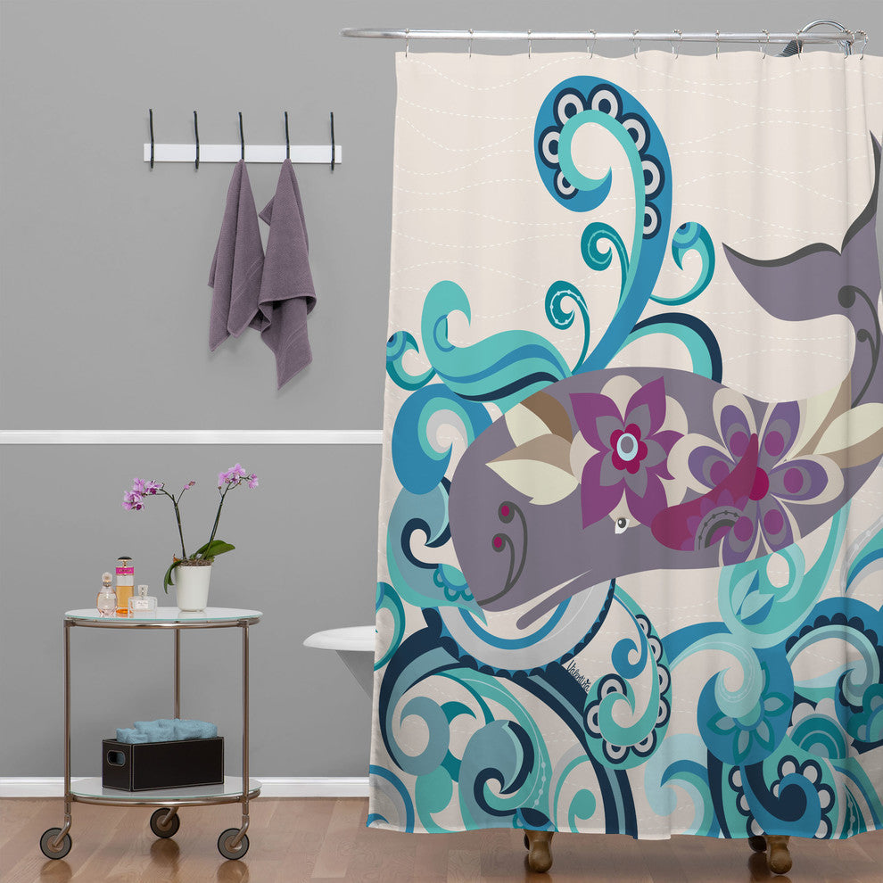 Valentina Ramos Whale Blossom Shower Curtain