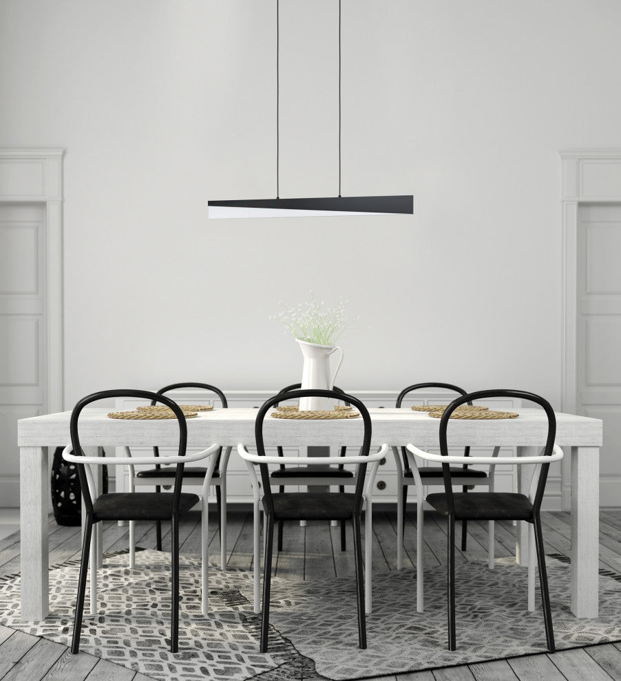 Isidro Pendant, Integrated LED, Structured Black, White Acrylic Shade