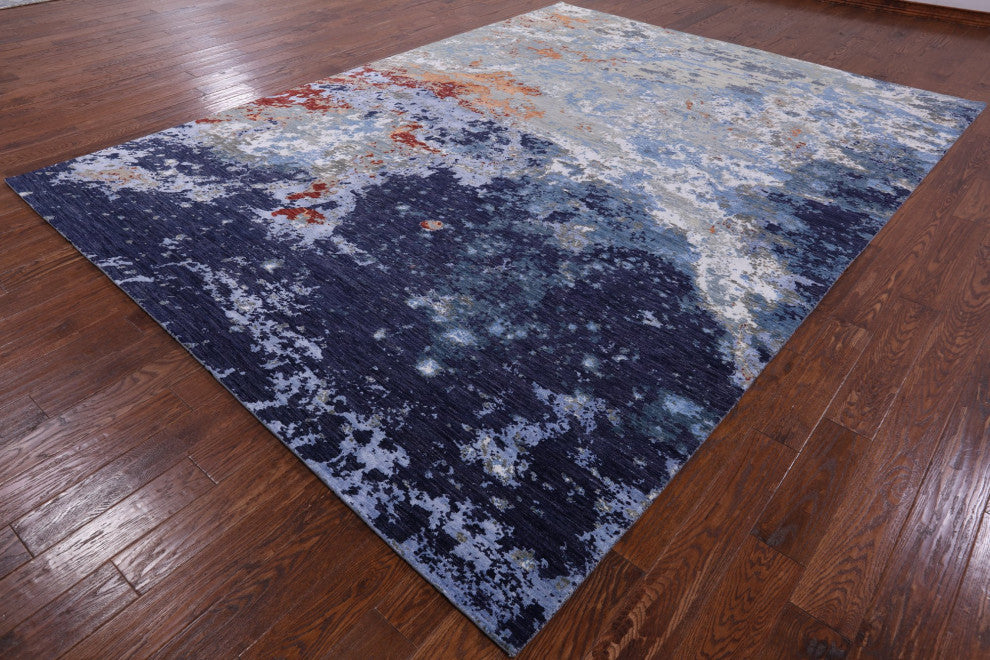 9' 0" X 12' 2" Wool and Silk Hand Knotted Modern Rug Q7195