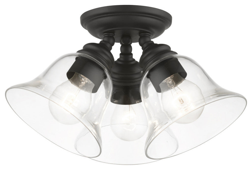 Moreland 3 Light Black Large Semi-Flush