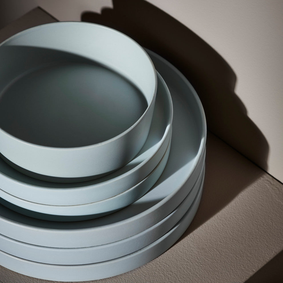 Stone by Mercer Project Modan Stoneware 12 Piece Dinnerware Set, Blue-Grey