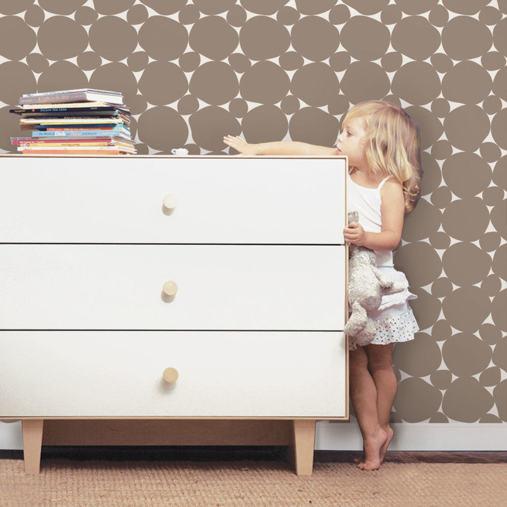 Dot Peel and Stick Vinyl Wallpaper, Warm Gray, 24"w X 108"h
