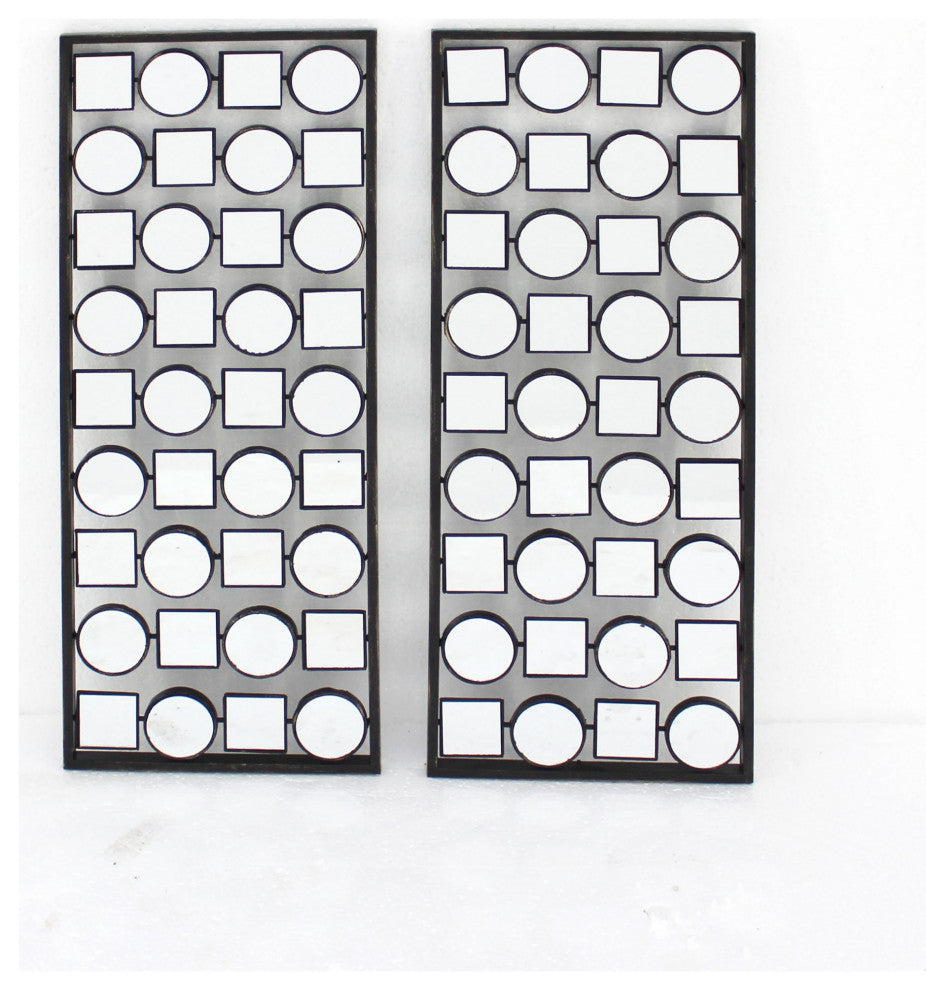 Dark Bronze Finish Mirrored Metal Wall Plaque Set