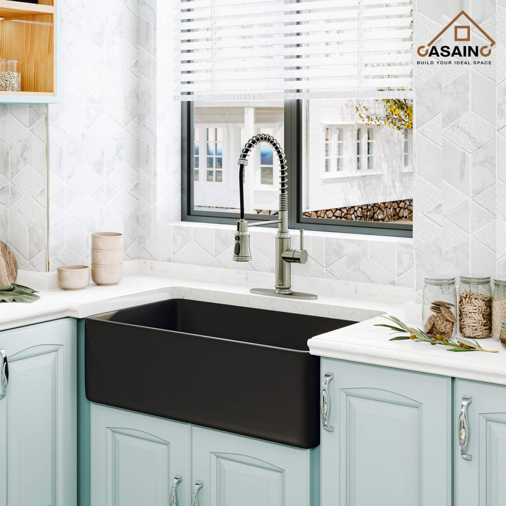 Single-Handle Spring Pull Down Sprayer Kitchen Faucet with Infrared Induction, Brushed Nickel