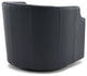 Easton Midnight Blue Top Grain Leather Swivel Glider Barrel Chair