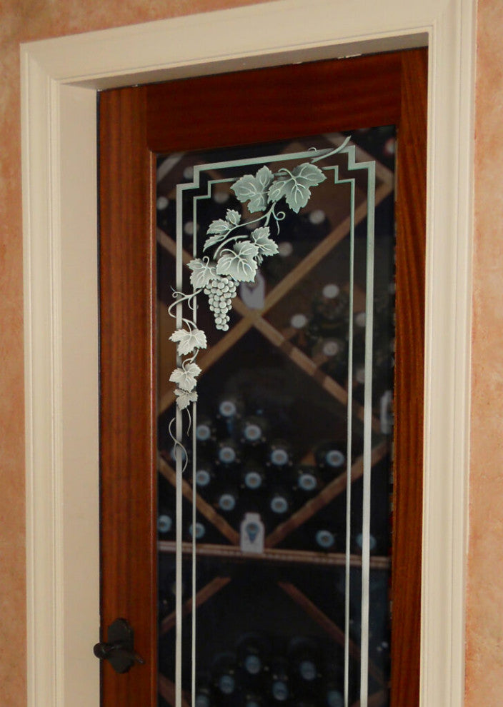 Wine Door - Vineyard Grapes Cascade - Primed - 30" x 80" - Knob on Left -...