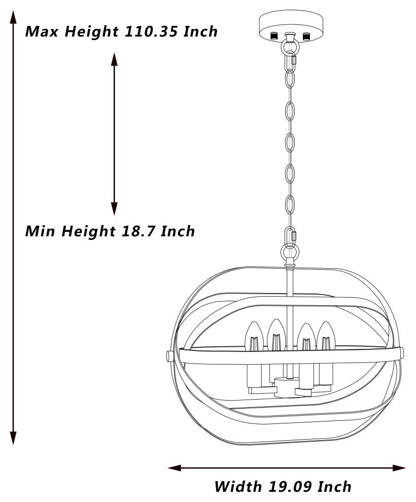 4-Light Unique/Statement Chandelier, Oil Rubbed Bronze