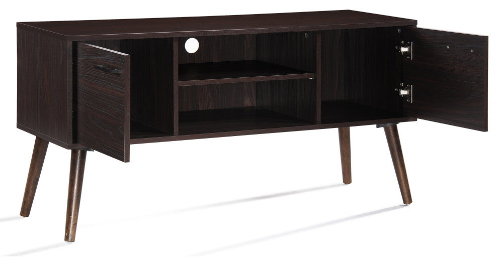 GDF Studio Amal Mid-Century Modern Finished Fiberboard Entertainment Center, Wenge
