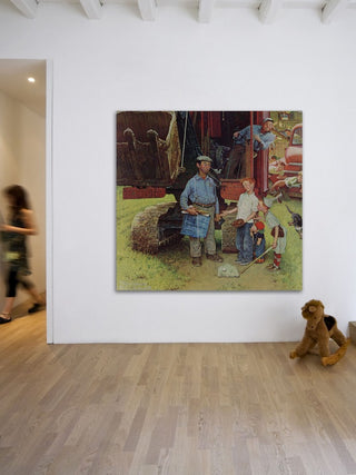 "Construction Crew" Painting Print on Canvas by Norman Rockwell