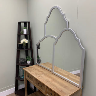 Pescara Framed Mantel Mirror, Peaks Cathedral, 38.4"x27.4", Silver Spray