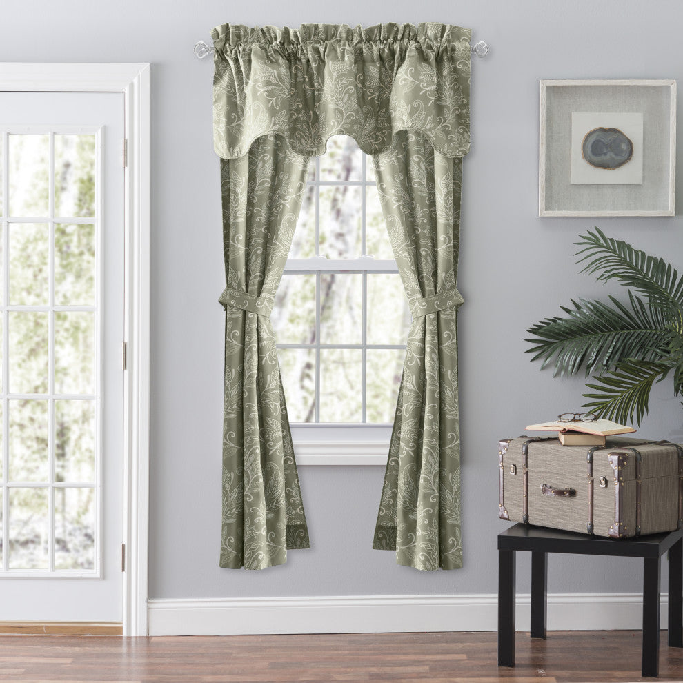 Lexington Leaf Lined Scallop Valance, Sage