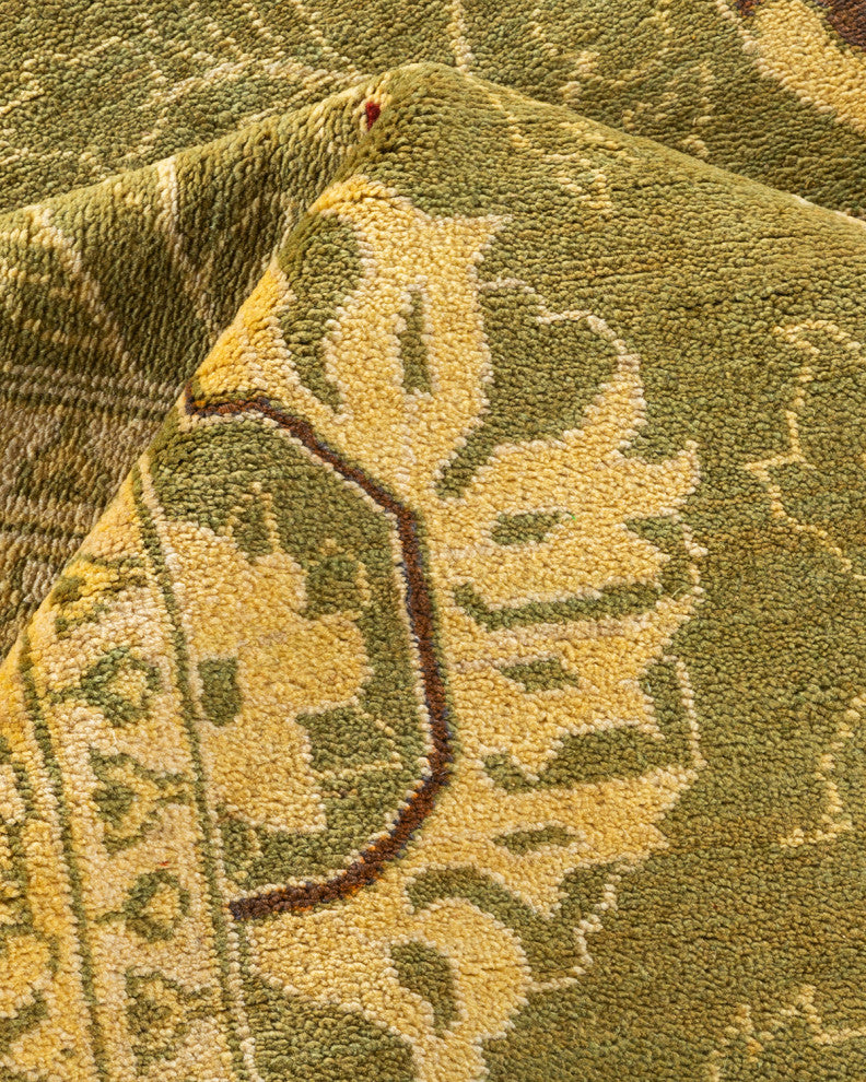 Eclectic, One-of-a-Kind Hand-Knotted Area Rug Green, 11' 10" x 14' 10"