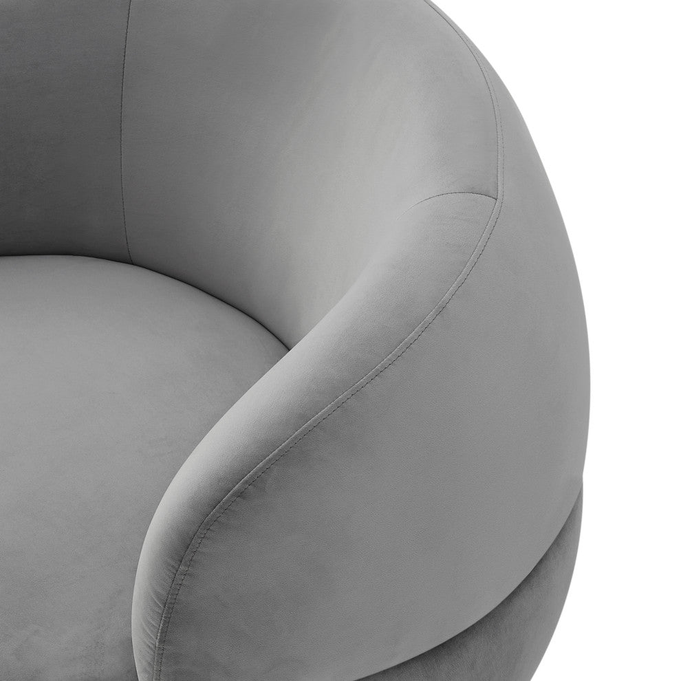 Inspired Home Shaniyah Accent Chair, Swivel, Gray/Gold Velvet