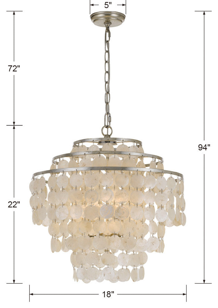Crystorama Brielle 4-Light Chandelier, Antique Silver