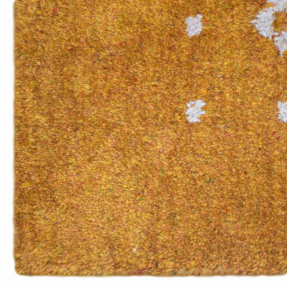 HAND KNOTTED LOOM SILK AREA RUGS-6'7''x9'10'',Rectangle,Gold,Contemporary