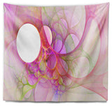 Light Pink Angel Wings on White Abstract Wall Tapestry, 80"x68"