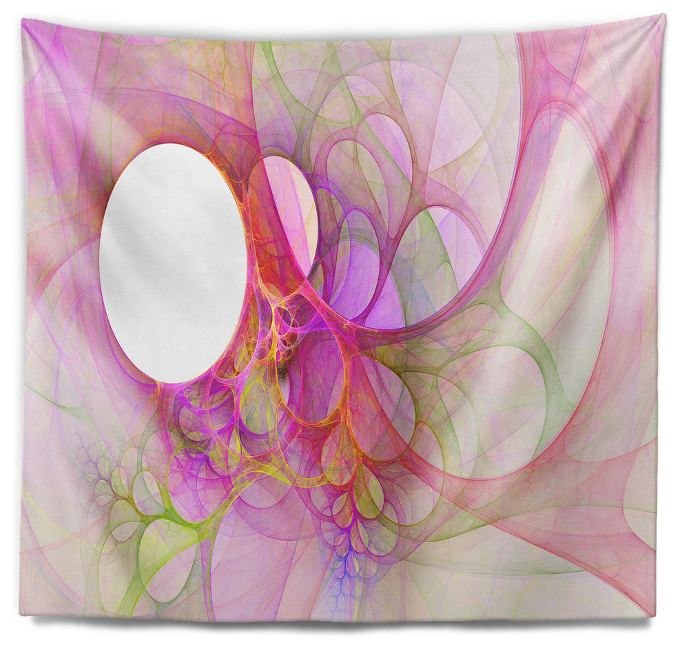 Light Pink Angel Wings on White Abstract Wall Tapestry, 80"x68"