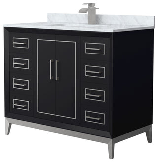 Marlena 42" Black Single Vanity, Top, Nickel Trim