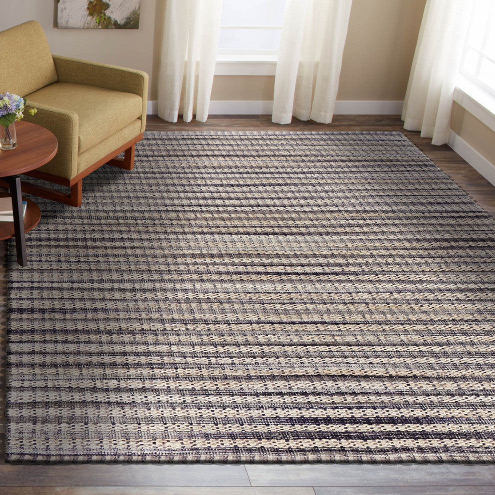 5" x 8" Brown and Gray Striped Area Rug