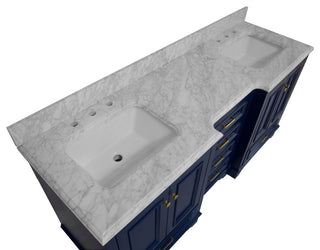 Nantucket 72" Double Bath Vanity, Royal Blue, Carrara Marble