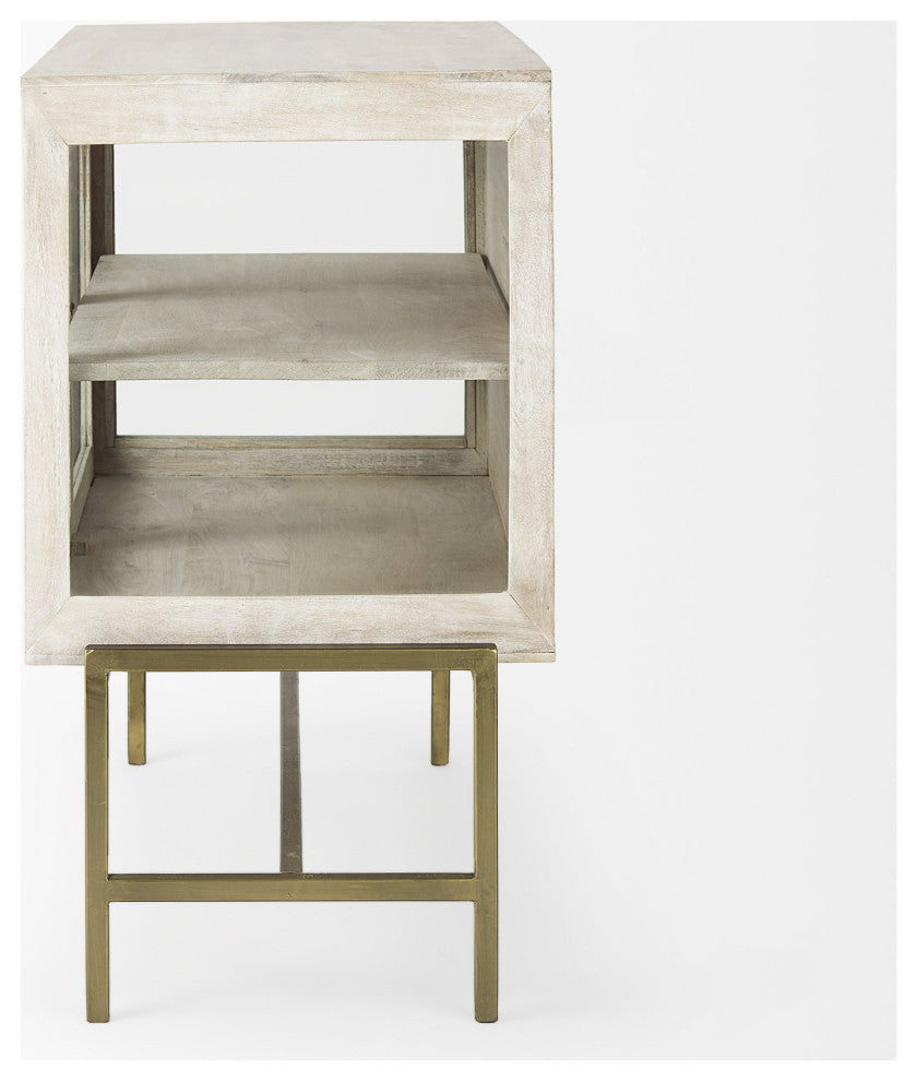 Rustic White Two Door Shadowbox Cabinet