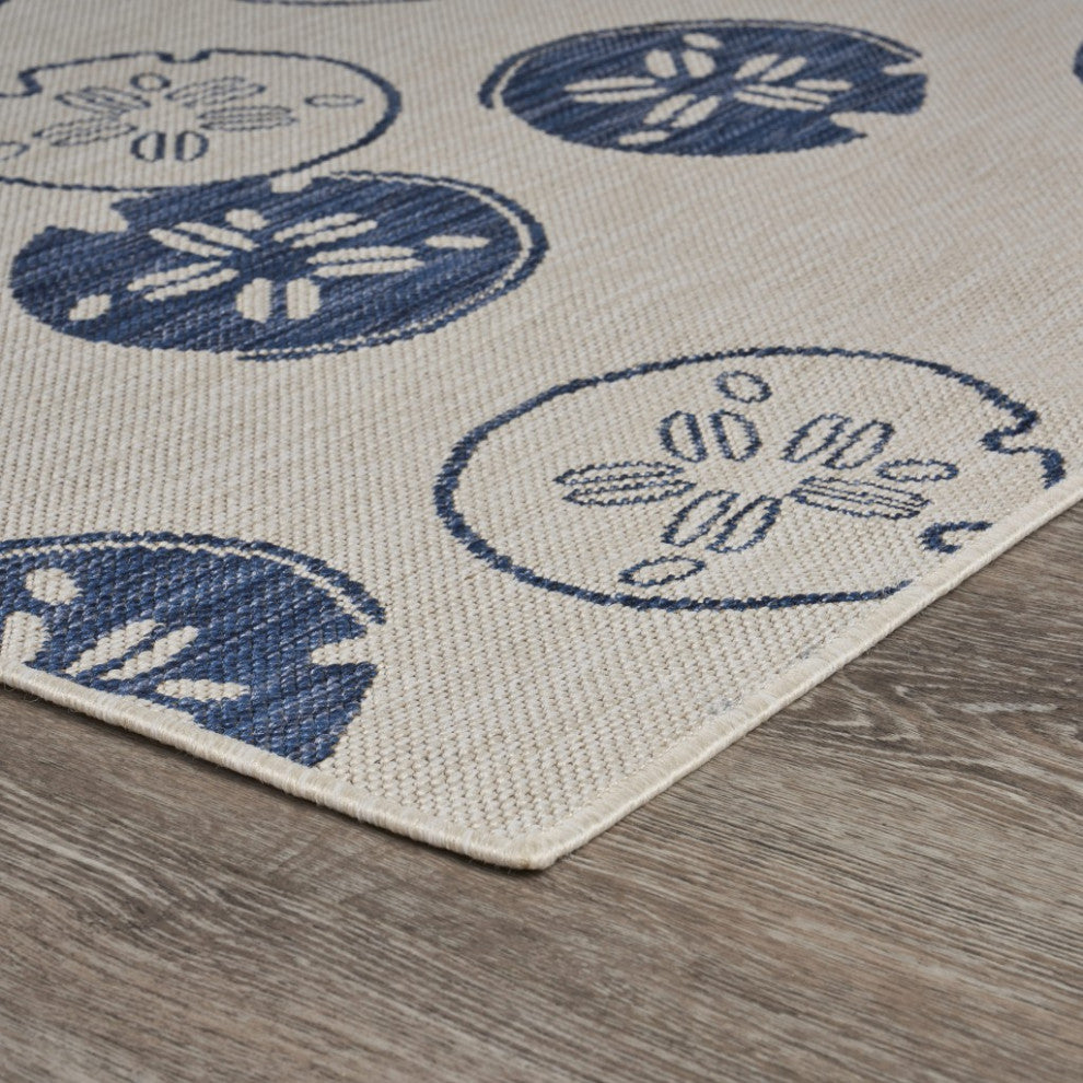 8" x 10" Navy Sand Dollar Indoor Outdoor Area Rug