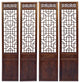 Chinese Brown Geometric Pattern Theme Wood Panel Floor Screen 4pcs Hcs7054