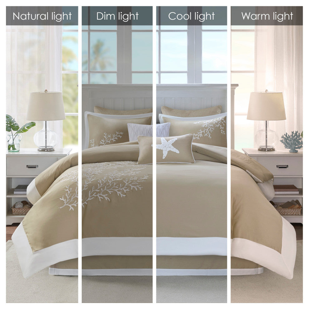 Harbor House Coastline Coastal Coral Seaside 6-Piece Comforter Set, Taupe, King