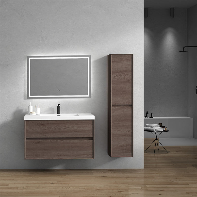 Ashley 42'' Floating Vanity, Acrylic Top, Red Oak
