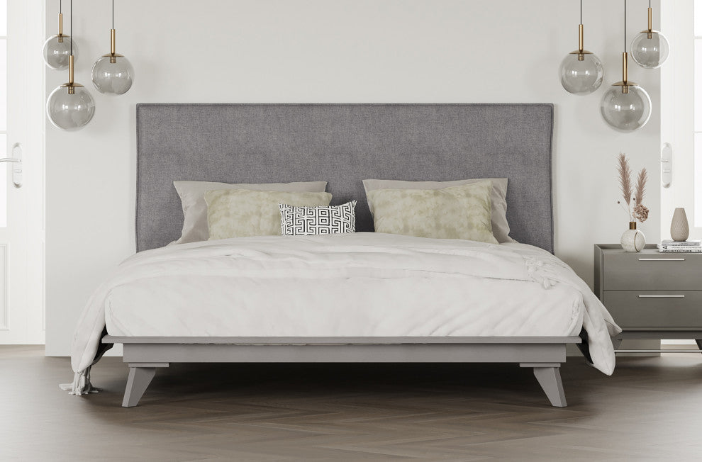 Portland Wood Platform Bed, Gray, King