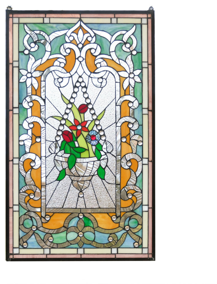 20.25" x 34.25" Large Handcrafted glass window panel QA2034120