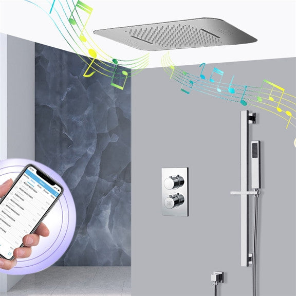 Monza 20*14" Remote Controlled LED Digital Rainfall Shower System, Chrome